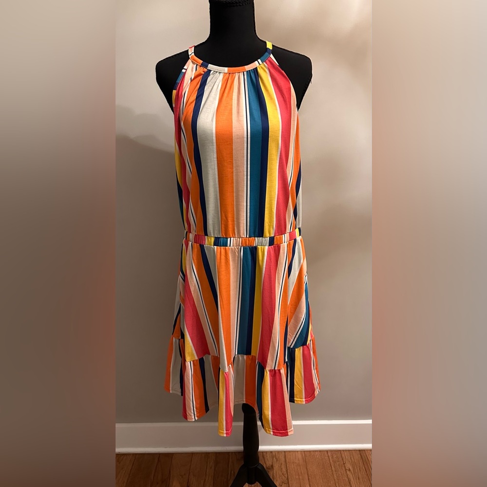 Vibrant Multicolor Striped Dress